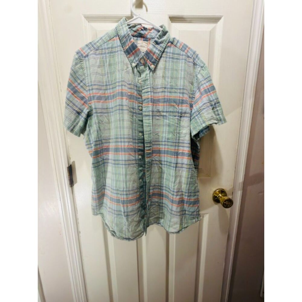 Gap Lived In with Green, Light Blue and Orange Plaid Shirt Size XL TG